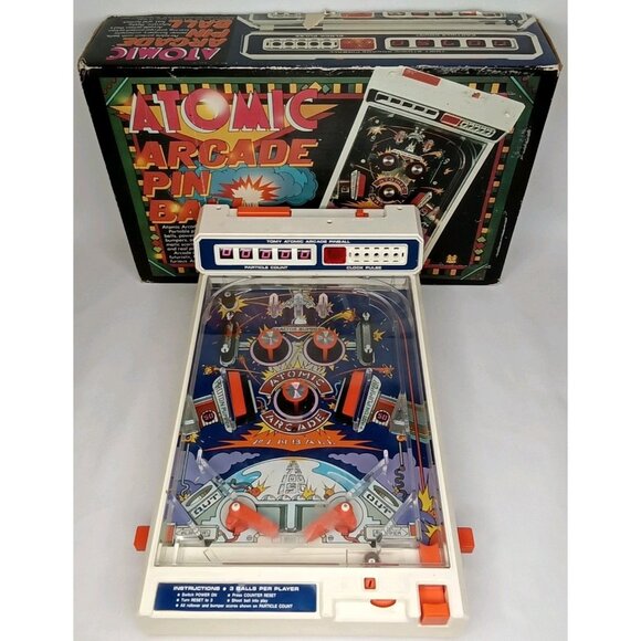 Vintage Portable Game With Original Box Atomic Arcade Pin Ball Tomy 1979 - Picture 1 of 16
